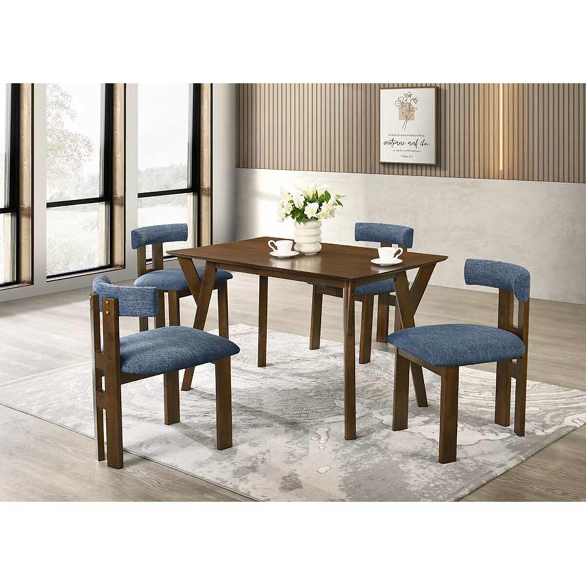 JUEGO DE COMEDOR 1+4 - MADERA MARRON IRINA 