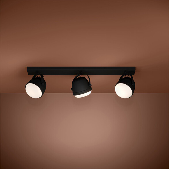 Aplique techo metálico negro, 3 luces E27 UPANEMA EG3484