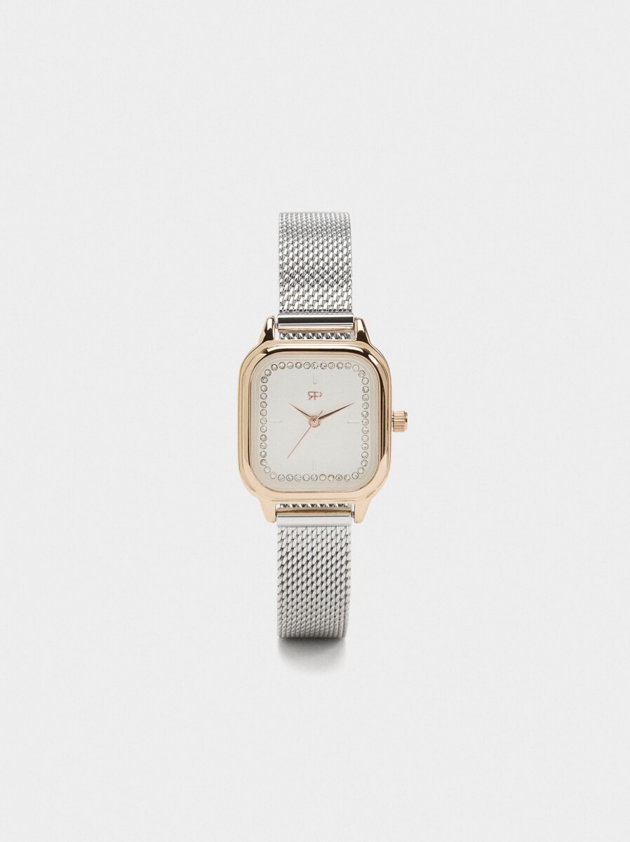 Reloj Cuadrado Brazalete Acero Inoxidable Bicolor - bicolor 