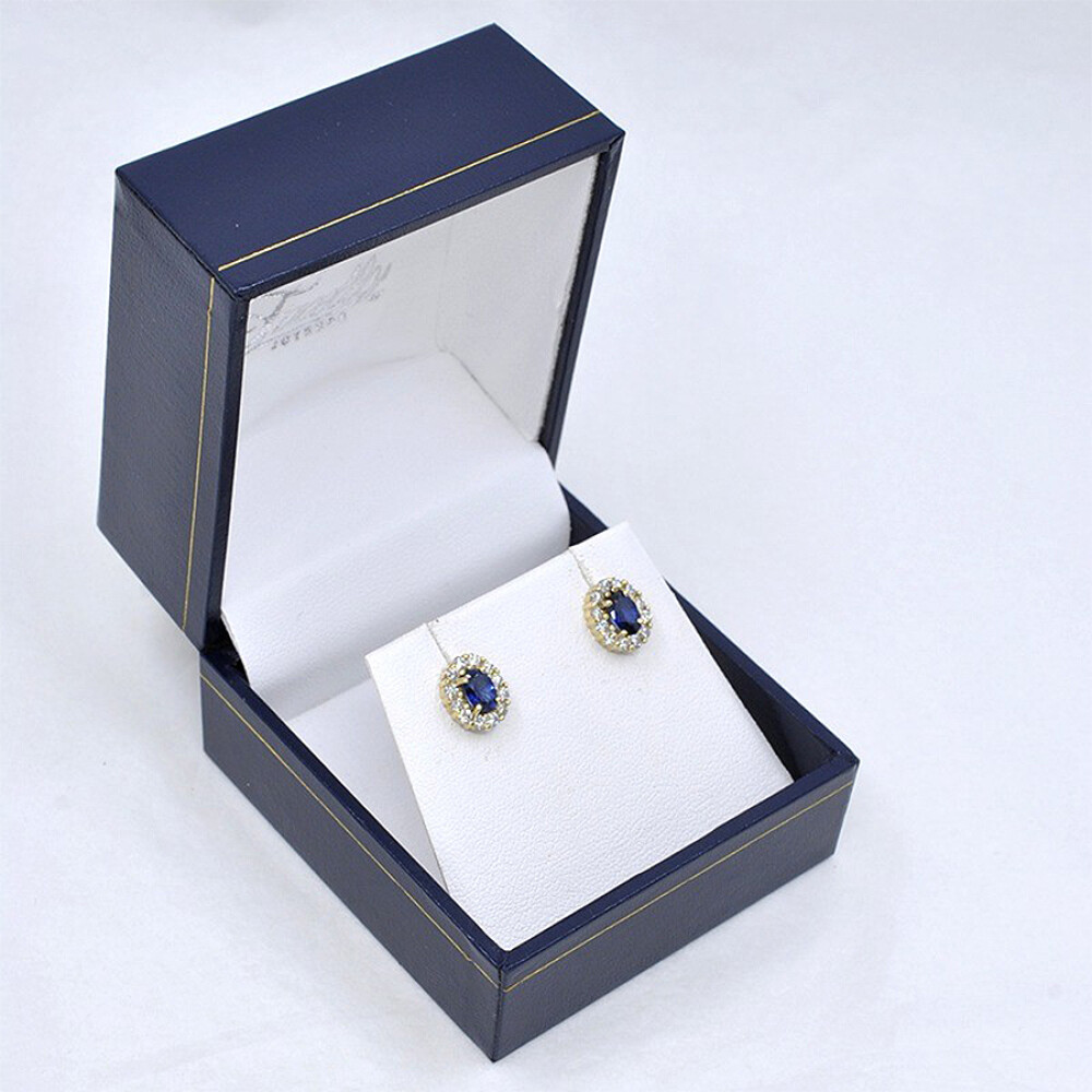 Caravanas En Oro 18K Con Zafiros Y Brillantes Caravanas En Oro 18K Con Zafiros Y Brillantes
