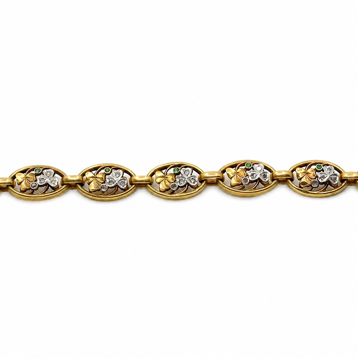 Pulsera Oro 18K Con Diamantes Y Esmeraldas 