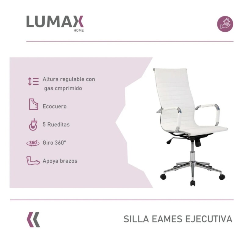 Silla Ejecutiva Lumax Tady Ergonómica Con Tapizado En Ecocuero Y Base De Acero Beige