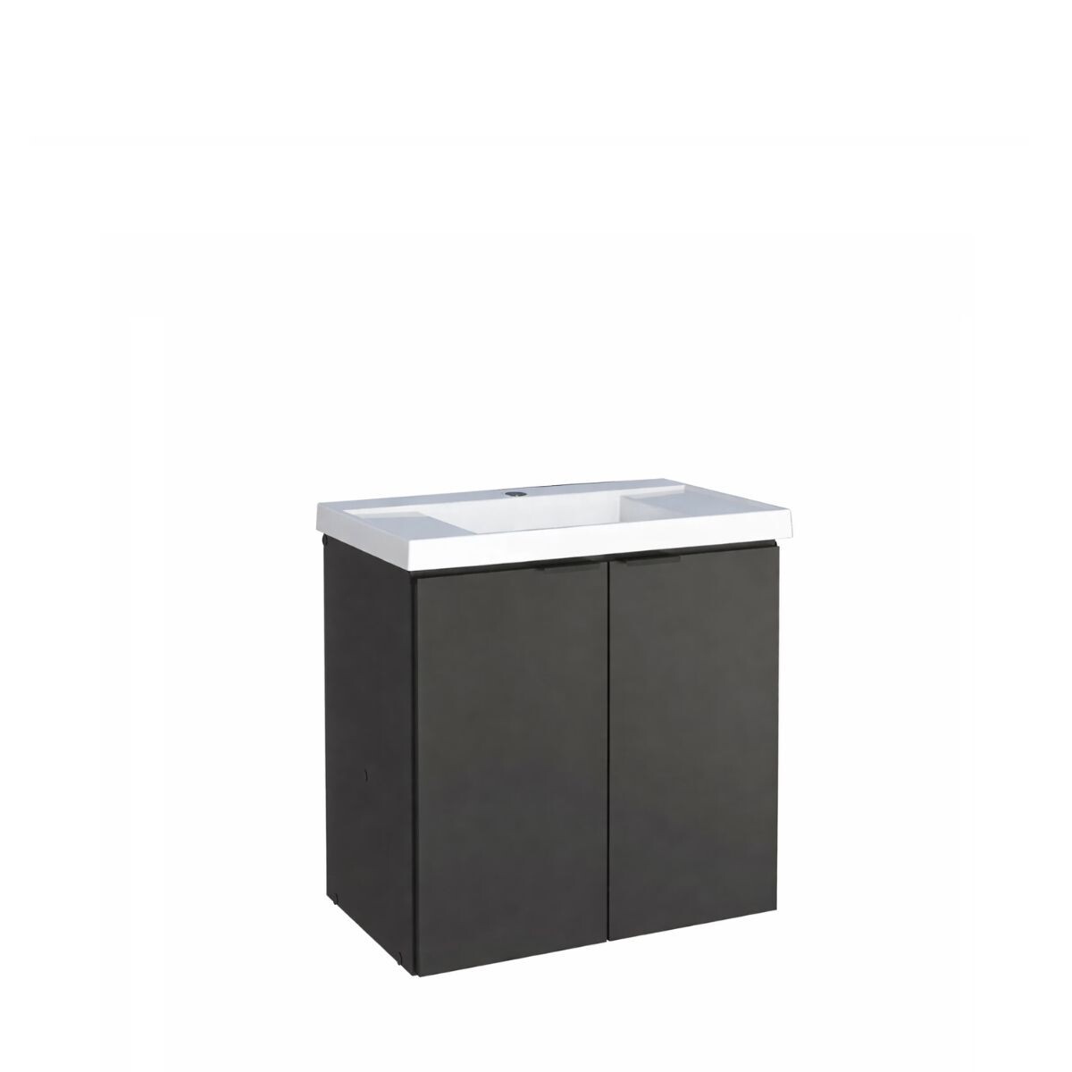Mueble De Baño Suspendido Aster Negro 60cm Con Bacha De Resina 