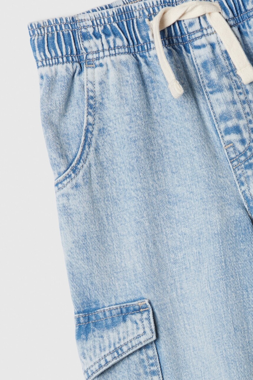 Jean Cargo Easy Wide Pull On Niña Light Wash