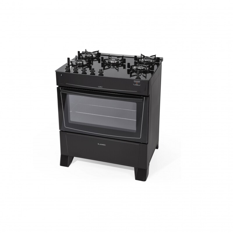 Cocina A Gas James 4 Hornallas Negra Con Mesada De Vidrio Negra Cocina A Gas James 4 Hornallas Negra Con Mesada De Vidrio Negra