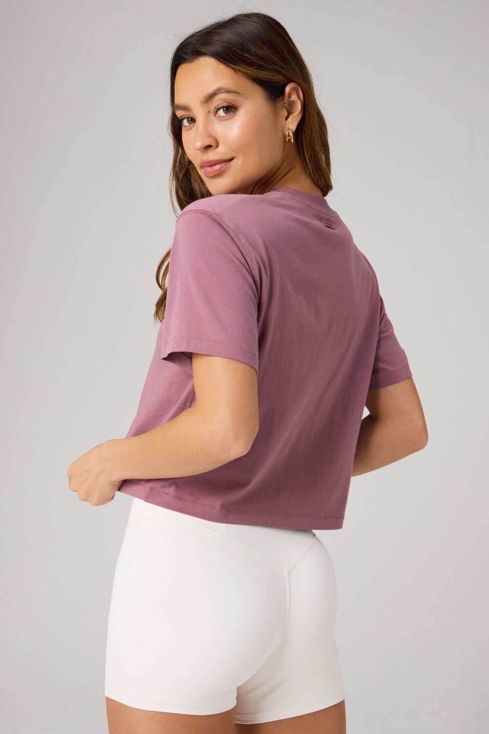 Top Training 100% Cotton Boxy Tee Mujer Mushroom Mauve
