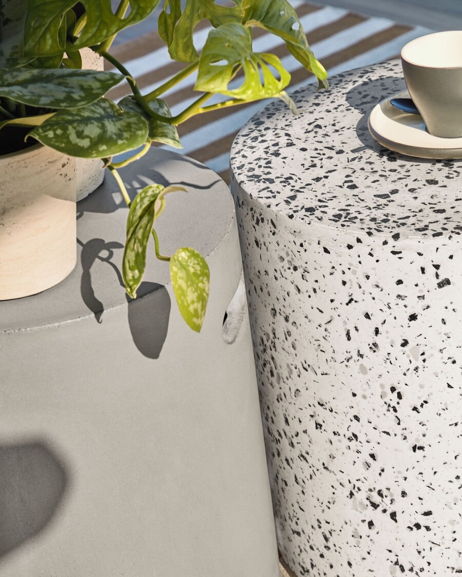 Reposapiés exterior Jenell terrazo blanco Ø 35 cm