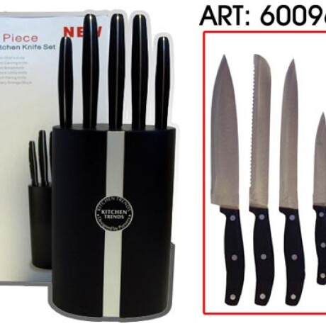 CUCHILLOS SET X5PCS CON BASE PESADA METAL (BC600967) CUCHILLOS SET X5PCS CON BASE PESADA METAL (BC600967)