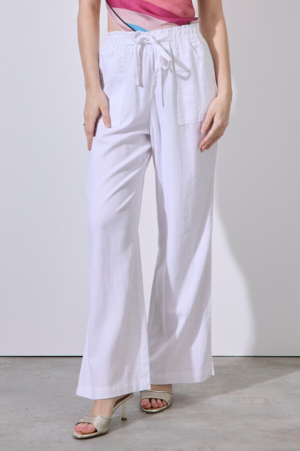 Pantalon Lino Wide BLANCO