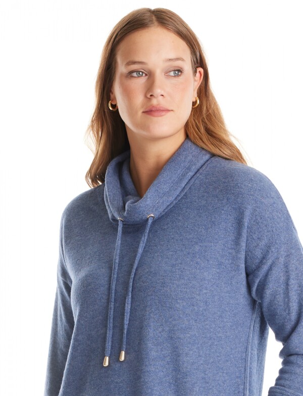 Buzo Soft Cuello Volcado AZUL