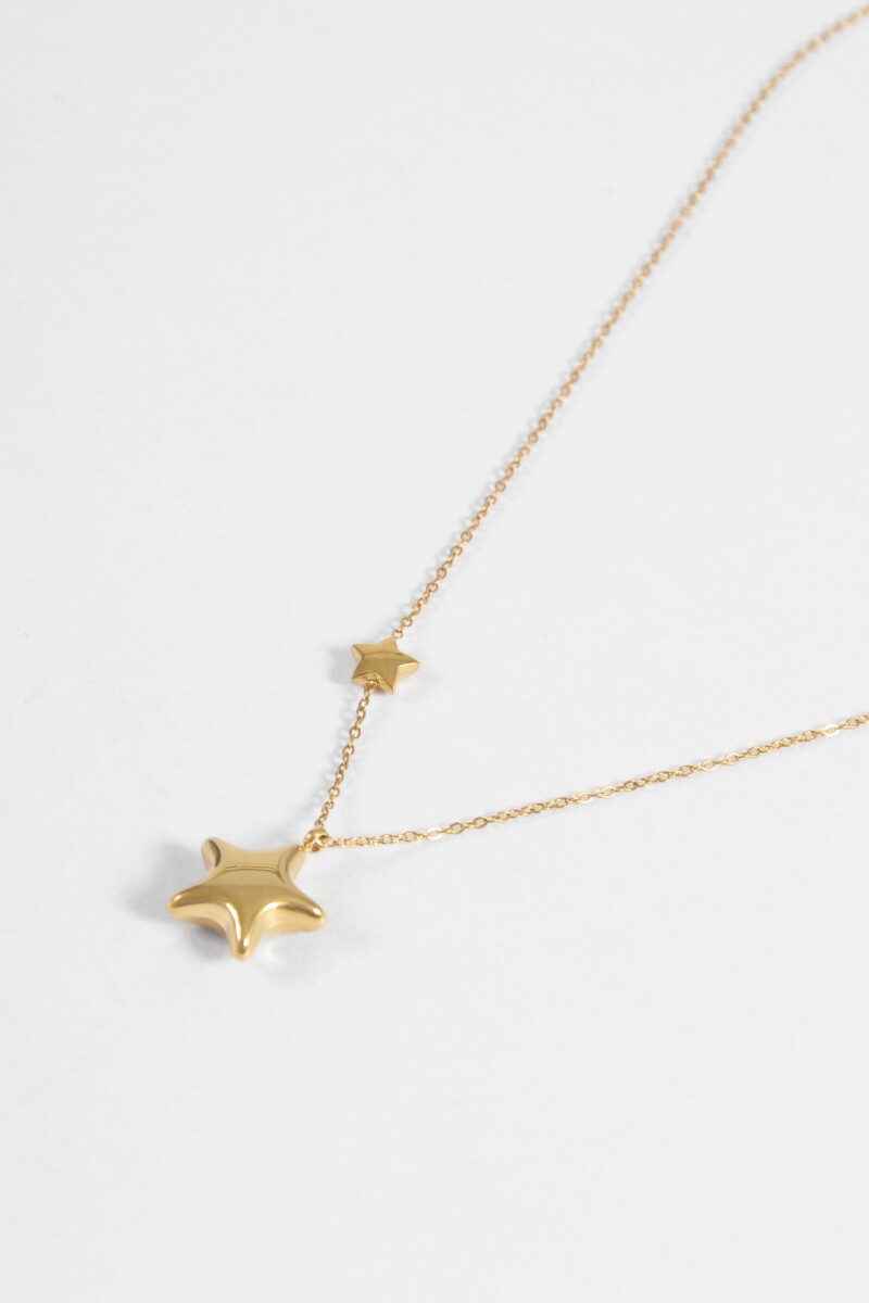Collar acero star dorado