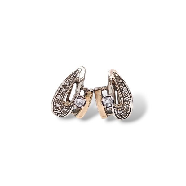 Caravanas Vintage Zirconia-Plata y oro-Zirconia-CA5044 conpiedra