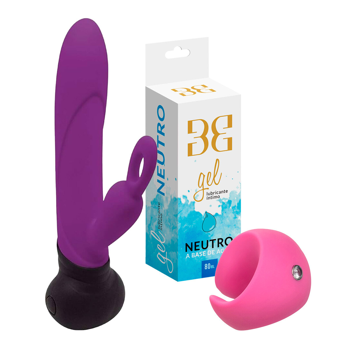 Kit Rotador Rabbit + Vibrador Dedo + Gel 