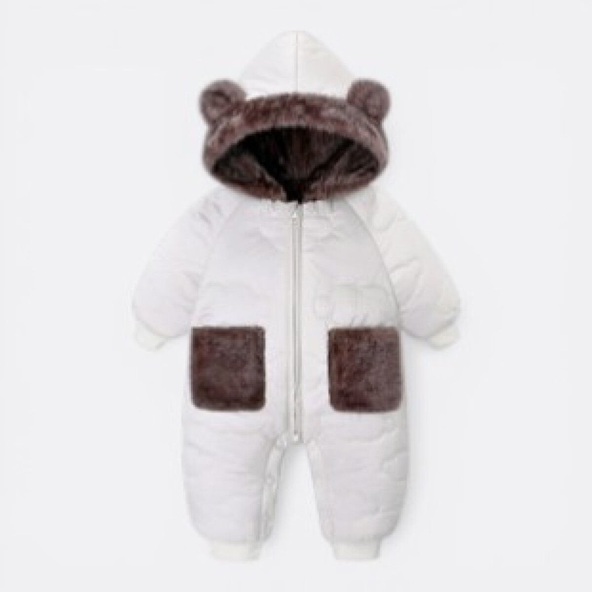 Body Bebé Abrigo Capitoneado Corderito Sintético - Blanco 