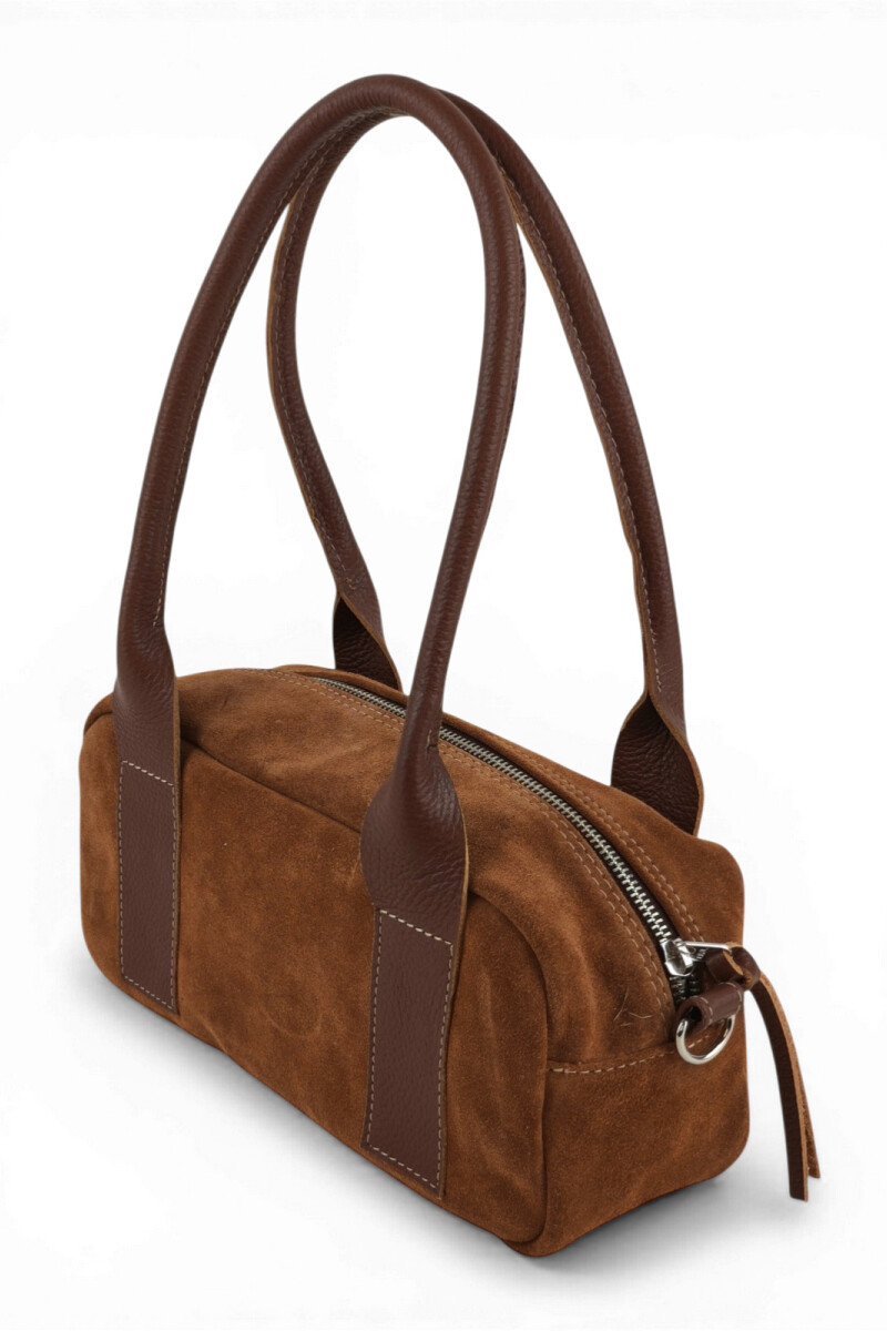 Cartera Baguette en cuero con gamuza Oxido