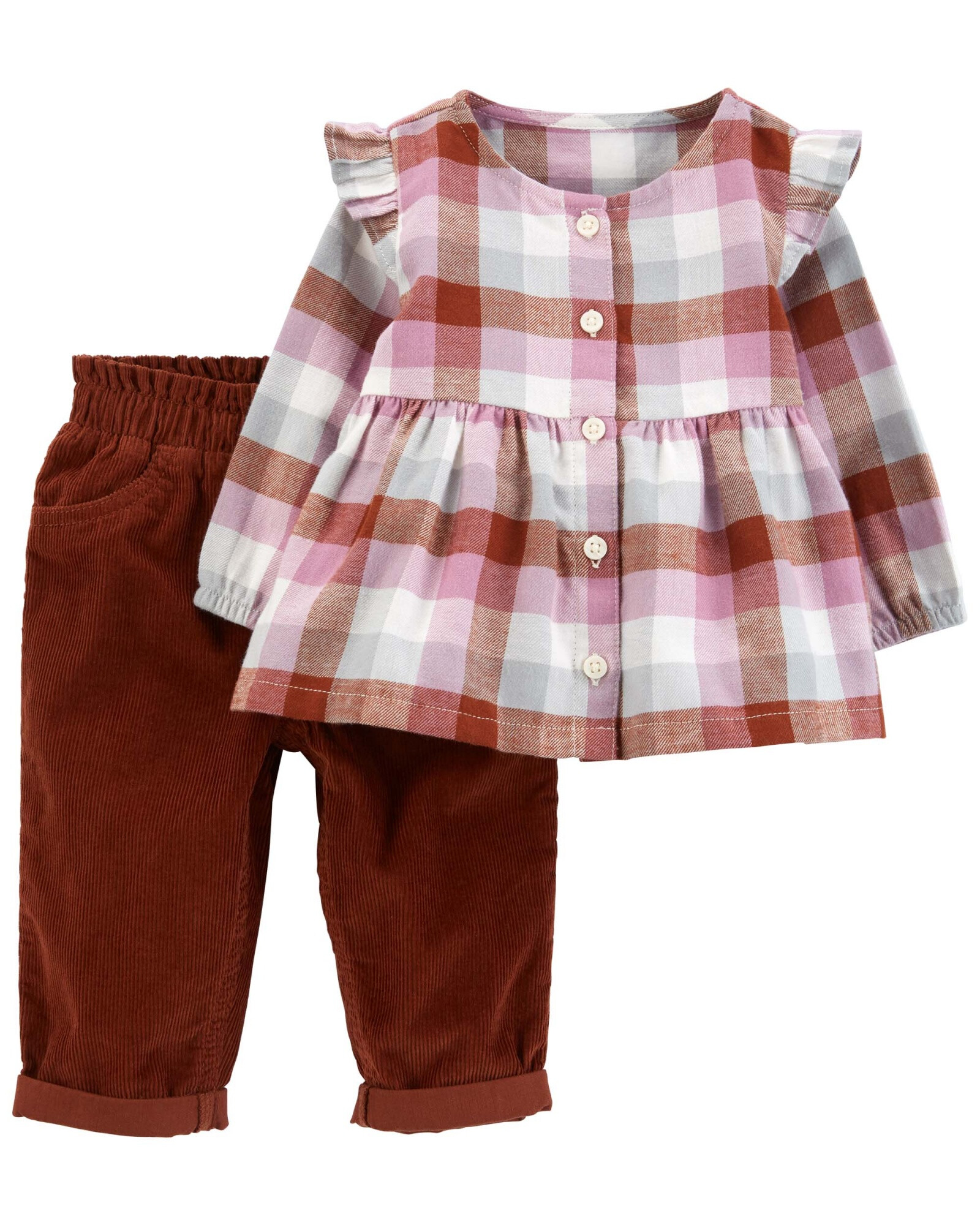 Set dos piezas pantalón de pana y blusa de franela Set dos piezas pantalón de pana y blusa de franela