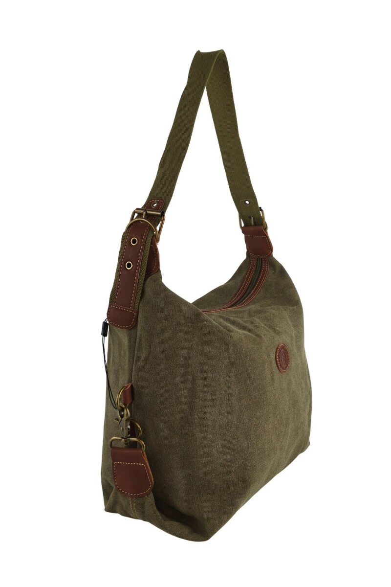 Cartera lona con hebillas verde