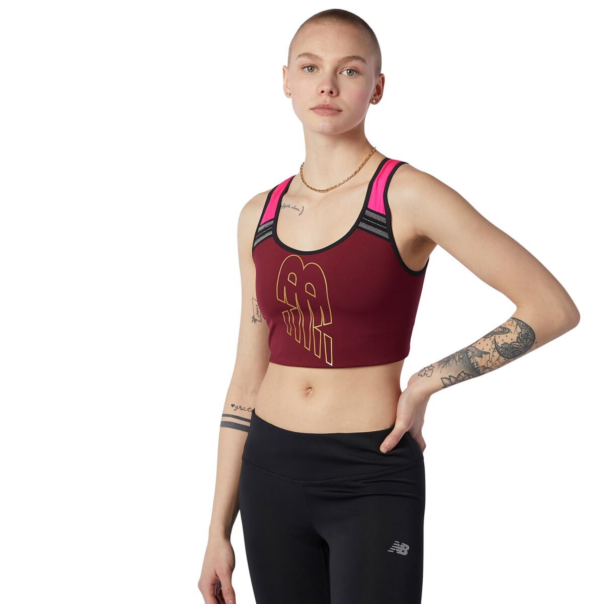 Top New Balance de Dama - ACHIEVER CROP TOP - WT13154GNT - RED 