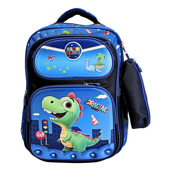 Mochila con 4 bolsillos de Dinosaurio con cartuchera de obsequio Mochila con 4 bolsillos de Dinosaurio con cartuchera de obsequio