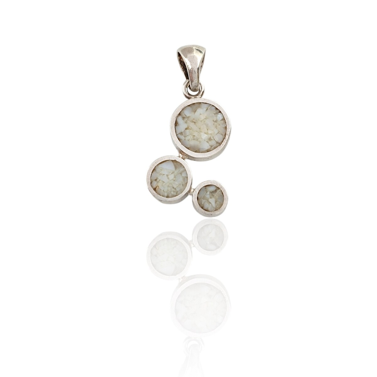 Dije Colgante Triple Piedra -Plata 925-Restos de nacar-CP3644 - conpiedra 