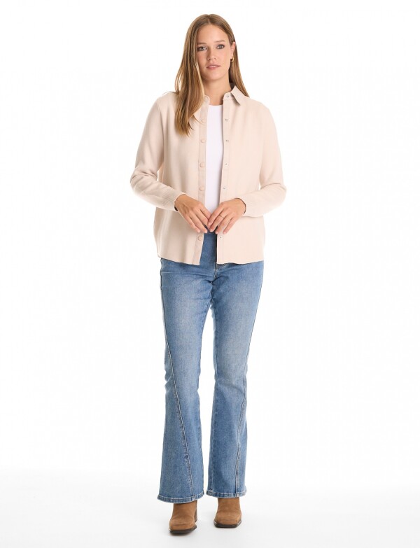 Sobrecamisa Combinada Eco Cuero BEIGE