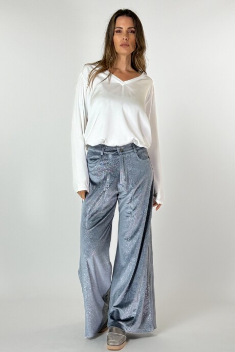 PANTALON JACINTO VELVET CON BRILLO GRIS