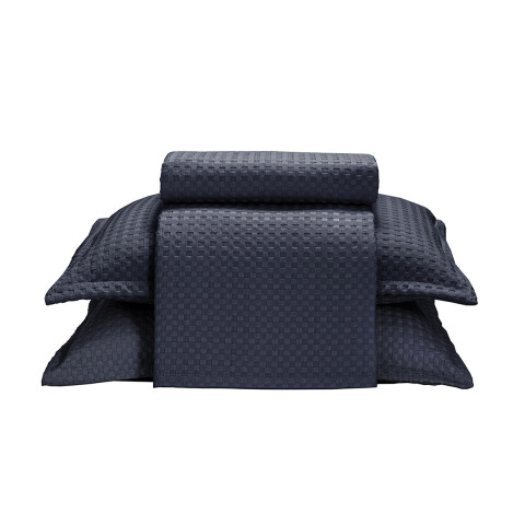 Juego Colcha y Funda Dohler Provenza Queen 100% Microfibra AZUL MARINO