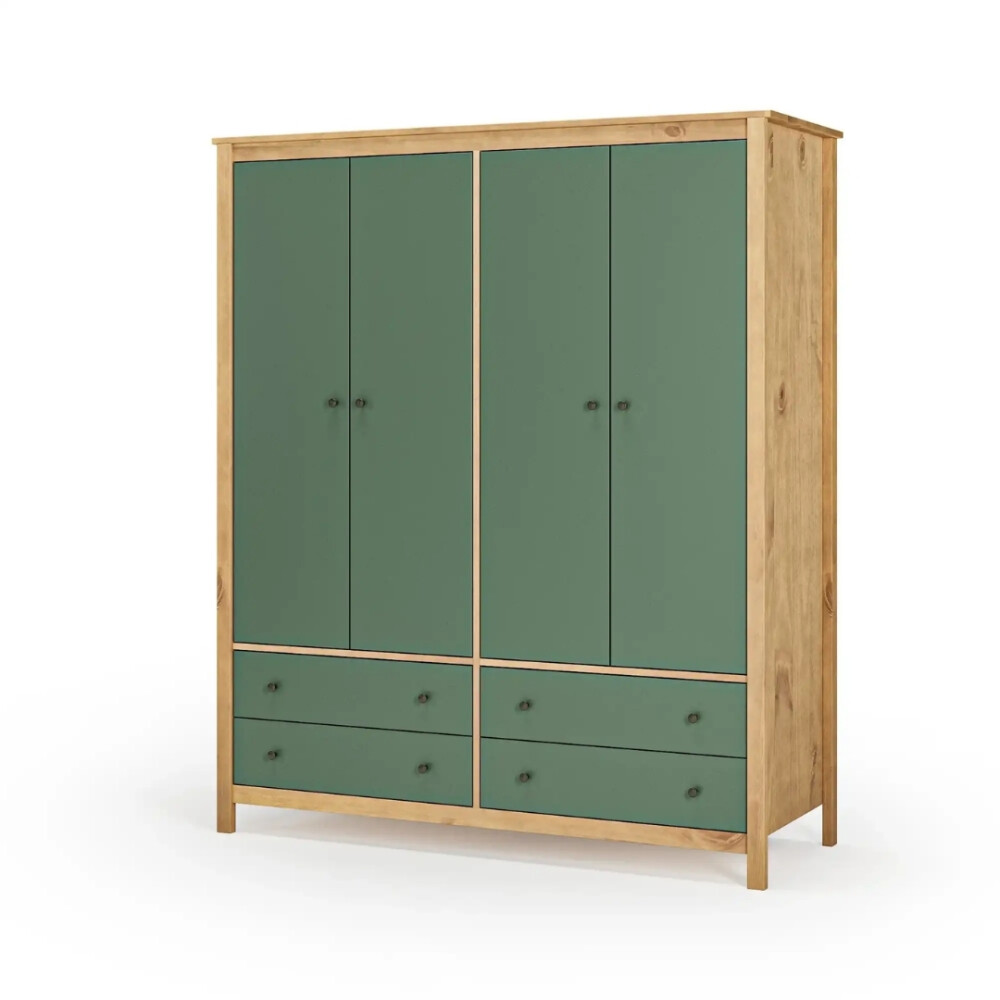Ropero 4 Puertas 4 Cajones Madera Natural - Mari Verde