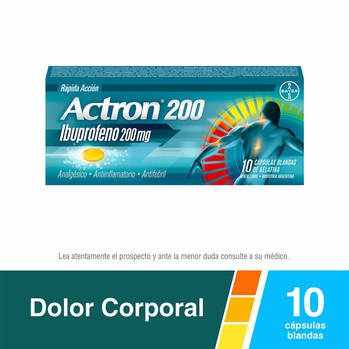 ACTRON 200, caja x 10 cápsulas blandas 200 mg. 