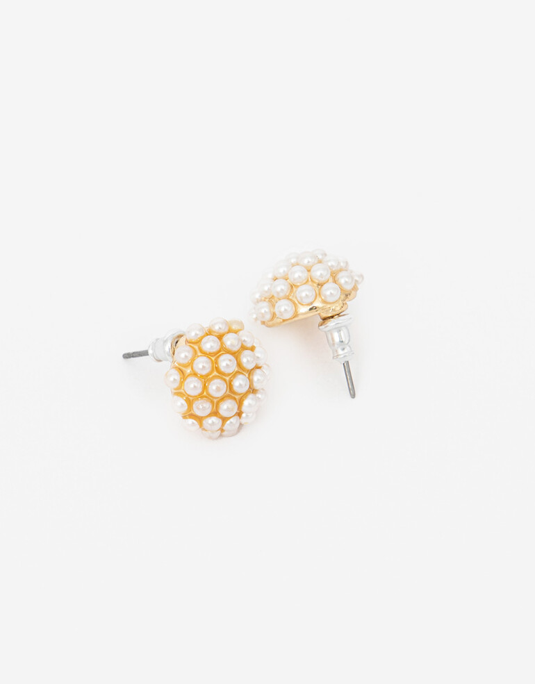 Aros Pasantes Perlas Aros Con Micro Perlas - Dorado