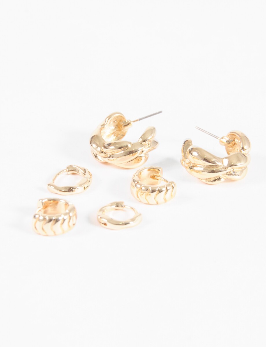 Set de tres aros texture - dorado 