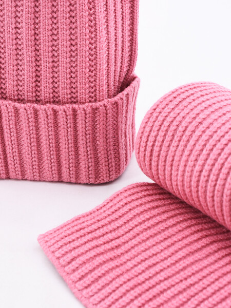GORRO Y BUFANDA ROSADO