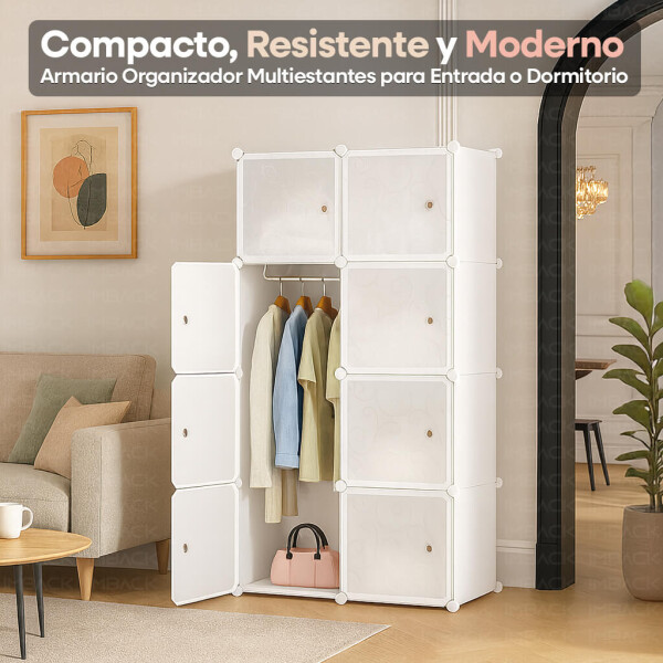 Ropero Armario Placard IMBACK IBK-PLC011 | Modular con 3 Pisos y Puertas, Compacto, Resistente y Moderno Blanco Ropero Armario Placard IMBACK IBK-PLC011 | Modular con 3 Pisos y Puertas, Compacto, Resistente y Moderno Blanco