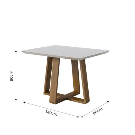 Mesa de Comedor Wood - 140 x90 con Vidrio Off White y Natural