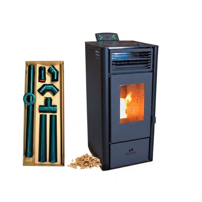 Calefactor a Pellet Sefia 9kW Kit Pared + Aspiradora + Wifi de Obsequio Calefactor a Pellet Sefia 9kW Kit Pared + Aspiradora + Wifi de Obsequio