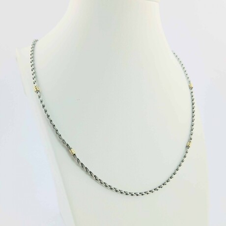 Gargantilla de plata 925 con detalles de double en oro 18Ktes, 40 cm. Gargantilla de plata 925 con detalles de double en oro 18Ktes, 40 cm.