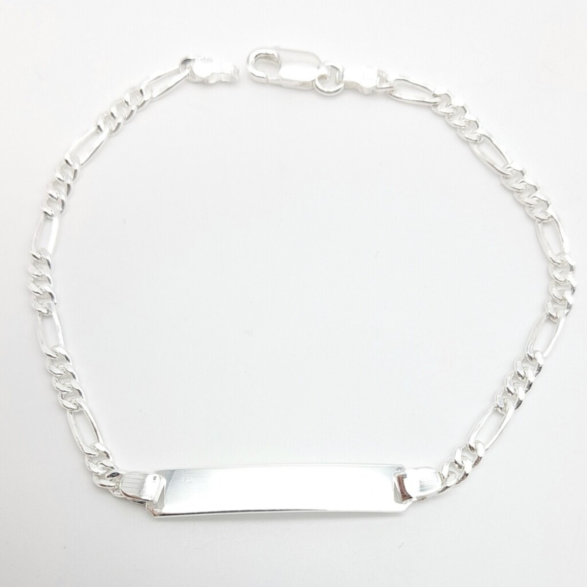 Pulsera de Plata 925 con Placa de Identidad para niño - Chapa de 2.7 cm 