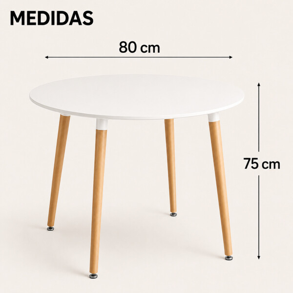 Mesa Comedor ComboHome Milan Redonda Laqueada 80Cm Premium Blanco 1