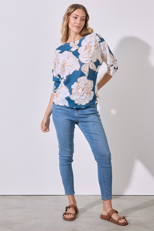 Blusa Tejida Print PETROLEO