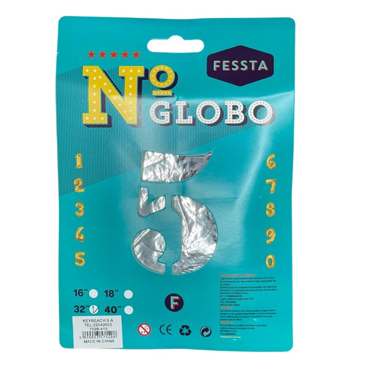 Globo Fessta Número 40 Pulgadas Plateado - CINCO 