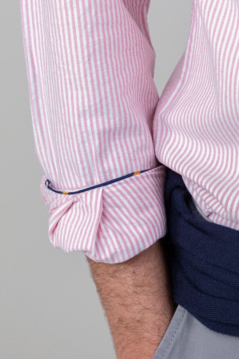 Camisa Oxford El Ganso Raya Yale Rojo