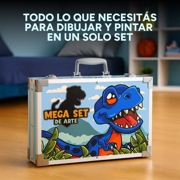 Set de Arte Infantil en Valija 145 Piezas Variante Diseño Dinosaurio