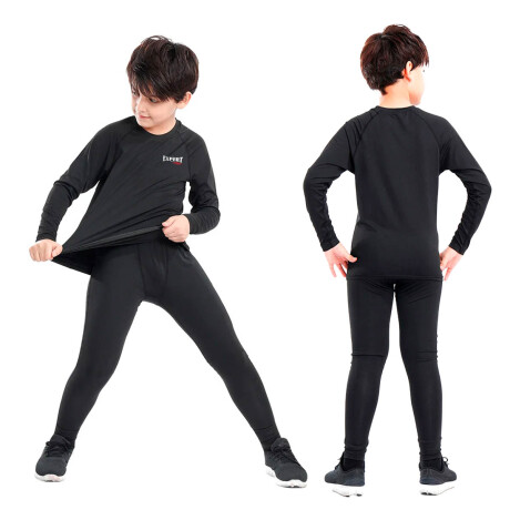 Conjunto Deportivo Camiseta termica Calza Niños X3 Negro