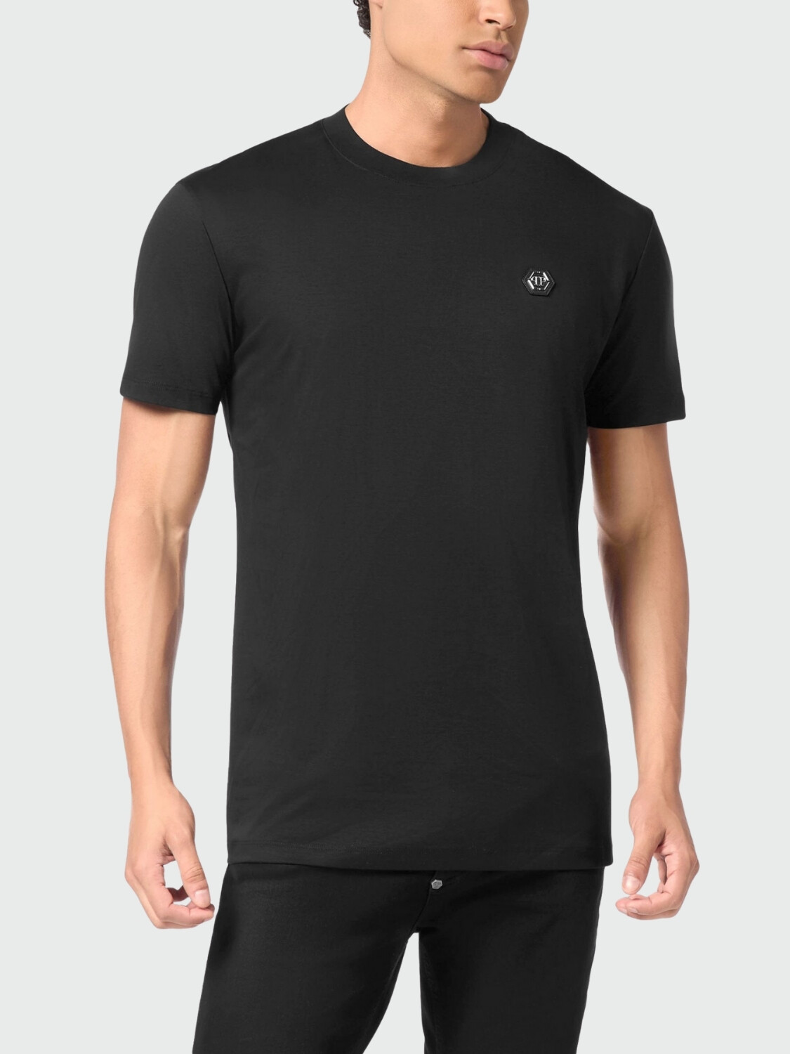 PHILIPP PLEIN - Camiseta de cuello redondo Hexagonal Negro