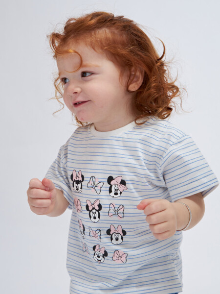 Camiseta manga corta estampada Minnie - Blanco
