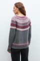 Sweater con guarda jacquard gris melange