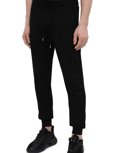 Moncler -Pantalón deportivo de algodón con bolsillos Negro