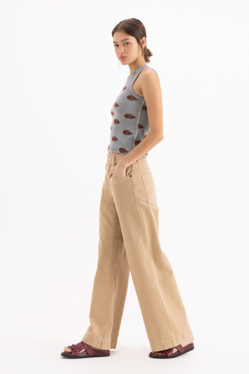 JEANS WIDE ICON SAND Camel
