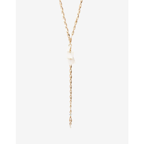 Collar Largo Con Beads Nacarados. Dorado