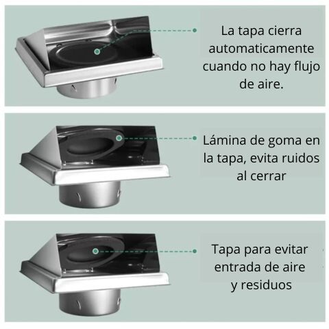 Rejilla de Ventilación Exterior Tipo Campana en Acero Inoxidable (Salida Ø15 cm) Rejilla de Ventilación Exterior Tipo Campana en Acero Inoxidable (Salida Ø15 cm)
